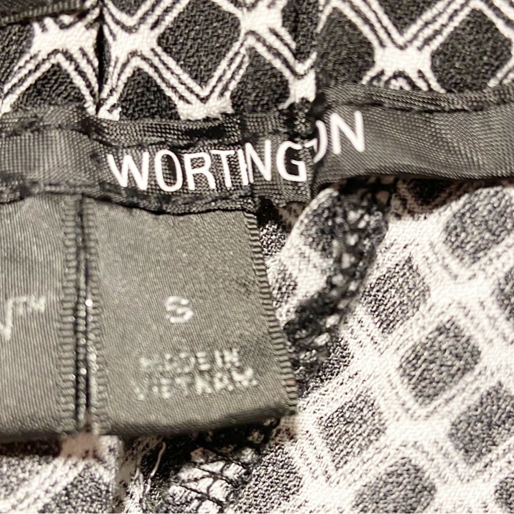 Worthington Womens Pants Black and White Geometric‎ Slim Fit Size Small - Picture 9 of 9